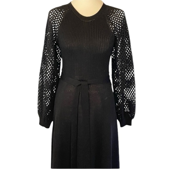 Miss Joann of California Dresses & Skirts - Vintage Miss JoAnn of California Black Knit Dress 1960’s Small-Medium Crochet EC
